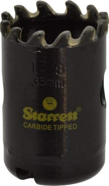 Starrett - 1-3/8" Diam, 1-5/8" Cutting Depth, Hole Saw - Carbide-Tipped Saw, Toothed Edge - Caliber Tooling