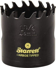 Starrett - 1-3/4" Diam, 1-5/8" Cutting Depth, Hole Saw - Carbide-Tipped Saw, Toothed Edge - Caliber Tooling