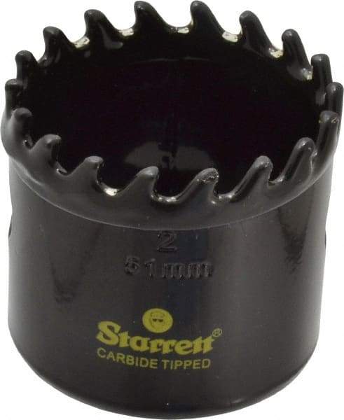 Starrett - 2" Diam, 1-5/8" Cutting Depth, Hole Saw - Carbide-Tipped Saw, Toothed Edge - Caliber Tooling