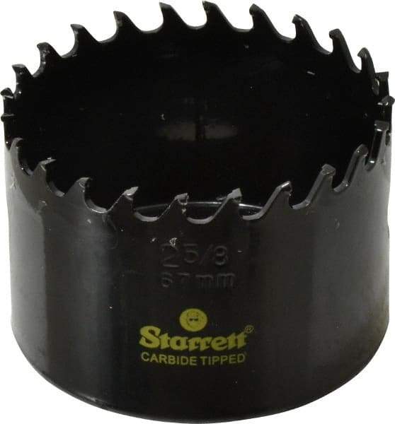 Starrett - 2-5/8" Diam, 1-5/8" Cutting Depth, Hole Saw - Carbide-Tipped Saw, Toothed Edge - Caliber Tooling