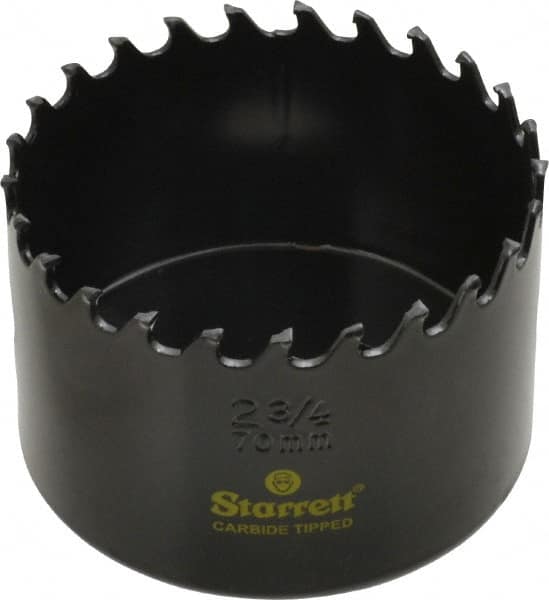 Starrett - 2-3/4" Diam, 1-5/8" Cutting Depth, Hole Saw - Carbide-Tipped Saw, Toothed Edge - Caliber Tooling