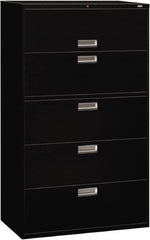 Hon - 42" Wide x 67" High x 19-1/4" Deep, 5 Drawer Roll-Out, Roll-Out Posting - Steel, Black - Caliber Tooling