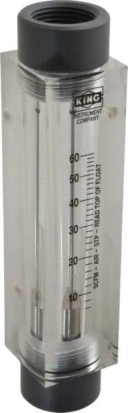 King - 1" FNPT Port Block Style, Inline Flowmeter - 125 Max psi, 60 SCFM, Acrylic - Caliber Tooling