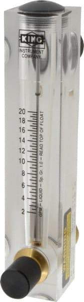 King - 1" M Port Block Style Panel Mount Flowmeter - 100 Max psi, 20 GPM, Acrylic - Caliber Tooling