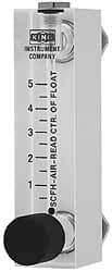 King - 1" M Port Block Style, Panel Mount Flowmeter - 125 Max psi, 60 SCFM, Acrylic - Caliber Tooling