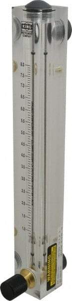 King - 1/2" F Port Block Style, Panel Mount Flowmeter - 125 Max psi, 8 SCFM, Acrylic - Caliber Tooling