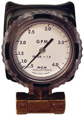 Made in USA - 1/2" NPT Port RCM Industries Flo-Gage Flowmeter - 180 Max psi, 0.5 to 4 GPM, Bronze - Caliber Tooling