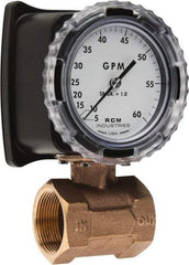 Made in USA - 1-1/2" NPT Port RCM Industries Flo-Gage Flowmeter - 180 Max psi, 5 to 60 GPM, Bronze - Caliber Tooling