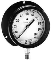 Made in USA - 4-1/2" Dial, 1/4 Thread, 0-60 Scale Range, Pressure Gauge - Lower Connection Mount, Accurate to 1% of Scale - Caliber Tooling