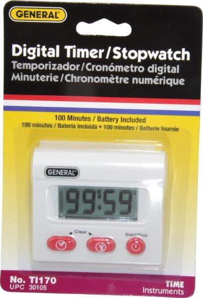 General - Minute Second Count Up and Down Timer - White - Caliber Tooling