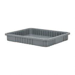 Quantum Storage - 100 Lb Load Capacity Gray Polypropylene Dividable Container - Stacking, 22-1/2" Long x 17-1/2" Wide x 3" High - Caliber Tooling