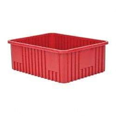 Quantum Storage - 100 Lb Load Capacity Red Polypropylene Dividable Container - Stacking, 22-1/2" Long x 17-1/2" Wide x 8" High - Caliber Tooling