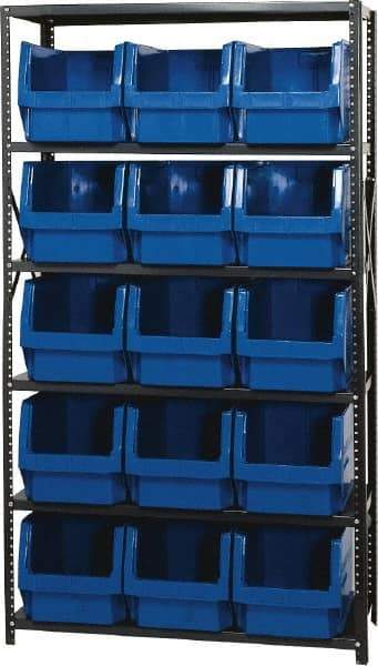 Quantum Storage - 15 Bin Large Hopper Front Bin Storage Units - 18 Inch Overall Depth x 75 Inch Overall Height, Red High Density Polyethylene Bins - Caliber Tooling