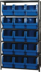 Quantum Storage - 15 Bin Large Hopper Front Bin Storage Units - 18 Inch Overall Depth x 75 Inch Overall Height, Red High Density Polyethylene Bins - Caliber Tooling