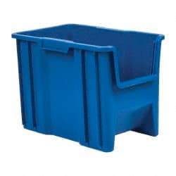 Quantum Storage - 75 Lb. Load Capacity, 17-1/2" Deep, Blue Polyethylene Hopper Stacking Bin - 12-1/2" High x 10-7/8" Wide x 17-1/2" Long - Caliber Tooling