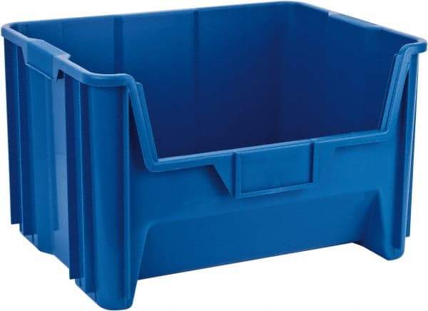 Quantum Storage - 75 Lb. Load Capacity, 15-1/4" Deep, Blue Polyethylene Hopper Stacking Bin - 12-7/16" High x 19-7/8" Wide x 15-1/4" Long - Caliber Tooling