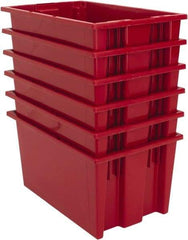 Quantum Storage - 75 Lb Load Capacity Red Polyethylene Tote Container - Stacking, Nesting, 18" Long x 11" Wide x 9" High - Caliber Tooling