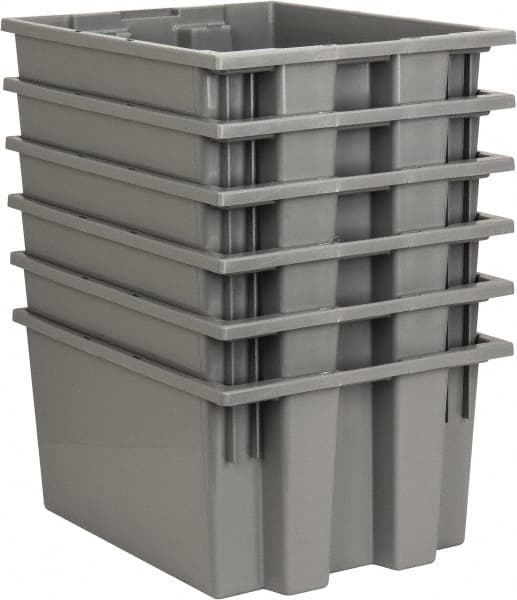 Quantum Storage - 75 Lb Load Capacity Gray Polyethylene Tote Container - Stacking, Nesting, 19-1/2" Long x 15-1/2" Wide x 10" High - Caliber Tooling