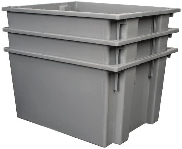 Quantum Storage - 100 Lb Load Capacity Gray Polyethylene Tote Container - Stacking, Nesting, 23-1/2" Long x 19-1/2" Wide x 13" High - Caliber Tooling