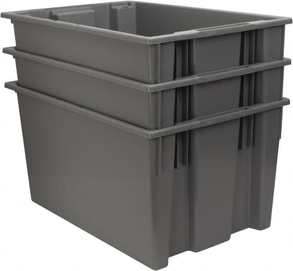 Quantum Storage - 100 Lb Load Capacity Gray Polyethylene Tote Container - Stacking, Nesting, 29-1/2" Long x 19-1/2" Wide x 15" High - Caliber Tooling