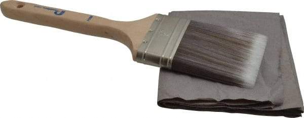 Premier Paint Roller - 3" Flat Synthetic Sash Brush - 3-1/4" Bristle Length, 9" Wood Handle - Caliber Tooling