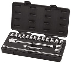 GearWrench - 18 Piece 1/2" Drive Socket Set - 6 Points, 10mm to 24mm Range, Metric Measurement Standard - Caliber Tooling