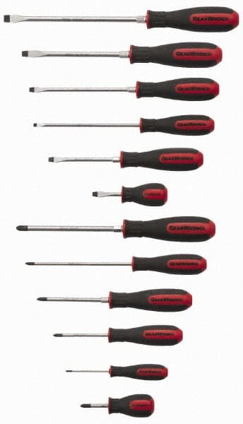 GearWrench - 12 Piece Phillips & Slotted Screwdriver Set - Bit Sizes: Philips #0 to #3, Tip Thickness: 1/4, 3/16, 5/16 & 3/8 - Caliber Tooling