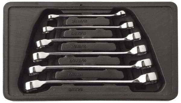 GearWrench - 6 Piece, 1/4" x 5/16" to 3/4" x 7/8", 6 Point Flare Nut Wrench Set - Inch Measurement Standard, Full Polish Finish, Comes in Molded Tray - Caliber Tooling