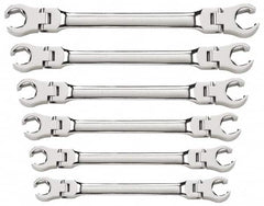 GearWrench - 6 Piece, 9mm x 11mm to 19mm x 21mm, 6 Point Flare Nut Wrench Set - Metric Measurement Standard, Full Polish Finish - Caliber Tooling