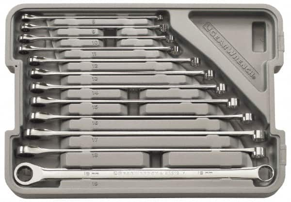 GearWrench - 12 Piece, 8mm to 19mm, 12 Point Ratcheting Box Wrench Set - Metric Measurement Standard, Full Polish Finish, Comes in Molded Case - Caliber Tooling