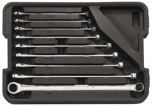 GearWrench - 9 Piece, 5/16" to 3/4", 12 Point Ratcheting Box Wrench Set - Inch Measurement Standard, Full Polish Finish, Comes in Molded Case - Caliber Tooling