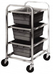 Quantum Storage - 3 Bin Cross Stack Tub Rack - 19 Inch Overall Width x 27 Inch Overall Depth x 41 Inch Overall Height, White High Impact Polyethylene Bins - Caliber Tooling