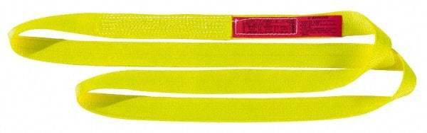 Lift-All - 10' Long x 4" Wide, 20,700 Lb Vertical Capacity, 2 Ply, Nylon Web Sling - 16,500 Lb Choker Capacity, Yellow - Caliber Tooling