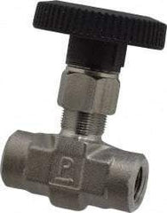 Parker - 5,000 Max psi, 1/4" Pipe, 316 Grade Stainless Steel, Inline Instrumentation Needle Valve - FNPT x FNPT End Connections - Caliber Tooling