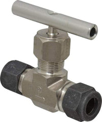 Parker - 5,000 Max psi, 1/2" Pipe, 316 Grade Stainless Steel, Inline Instrumentation Needle Valve - Compression x Compression CPI End Connections - Caliber Tooling