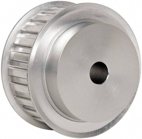 Power Drive - 24 Tooth, 1/2" Inside x 2.835" Outside Diam, Hub & Flange Timing Belt Pulley - 1" Belt Width, 2.865" Pitch Diam, 1-1/4" Face Width, Aluminum - Caliber Tooling