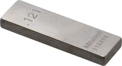 Mitutoyo - 0.121" Rectangular Steel Gage Block - Accuracy Grade 0, Includes Certificate of Inspection - Caliber Tooling