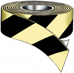 NMC - Glow & Black Striped Vinyl Tape - 1" Wide x 100' Long x 0.02" Thick, General Traffic - Caliber Tooling