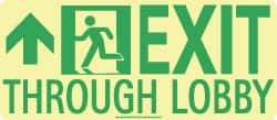 NMC - Exit Through Lobby, Polyester Exit Sign - 16" Wide x 7" High, Glow-in-the-Dark - Caliber Tooling