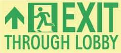 NMC - Exit Through Lobby, Plastic Exit Sign - 16" Wide x 7" High, Glow-in-the-Dark - Caliber Tooling