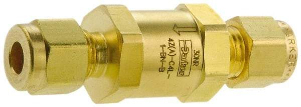 Parker - 1/2" Brass Check Valve - Inline, Comp x Comp, 3,000 WOG - Caliber Tooling