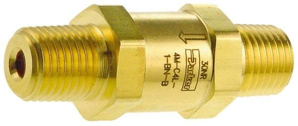 Parker - 1/2" Brass Check Valve - Inline, MNPT x MNPT, 3,000 WOG - Caliber Tooling