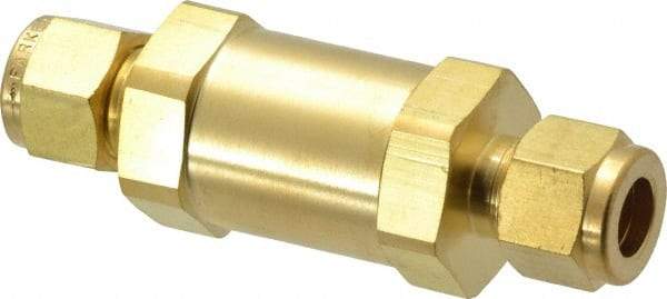 Parker - 3/8" Brass Check Valve - Inline, Comp x Comp, 3,000 WOG - Caliber Tooling