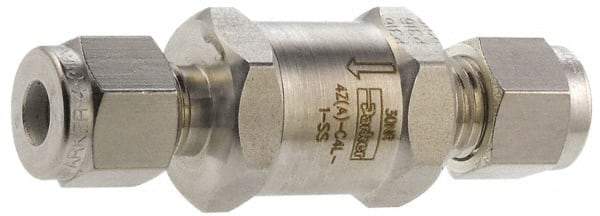 Parker - 3/4" Stainless Steel Check Valve - Inline, Comp x Comp, 6,000 WOG - Caliber Tooling