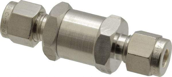 Parker - 1/4" Stainless Steel Check Valve - Inline, Comp x Comp, 6,000 WOG - Caliber Tooling