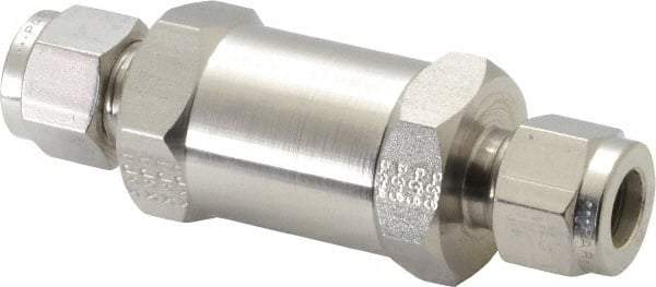 Parker - 3/8" Stainless Steel Check Valve - Inline, Comp x Comp, 6,000 WOG - Caliber Tooling