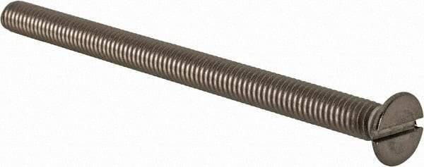 Value Collection - M4x0.70 Metric Coarse, 60mm OAL Slotted Drive Machine Screw - Flat Head, Grade 18-8 & A2 Stainless Steel, Uncoated, Without Washer - Caliber Tooling