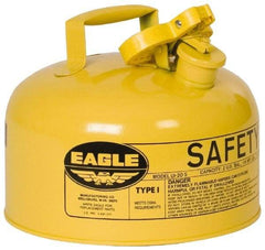 Eagle - 2 Gal Galvanized Steel Type I Safety Can - 9-1/2" High x 11-1/4" Diam, Yellow - Caliber Tooling