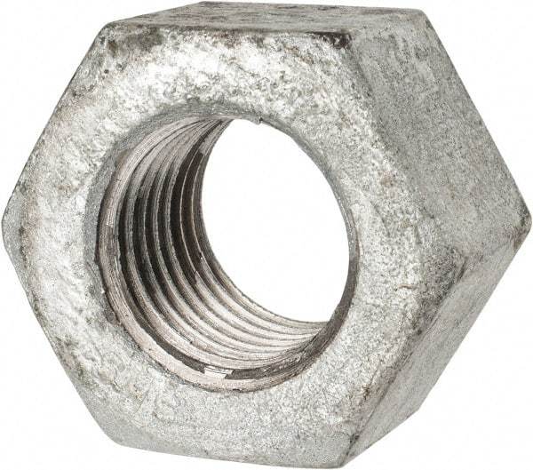 Value Collection - 1-1/4 - 7 UNC Steel Right Hand Heavy Hex Nut - 2" Across Flats, 1-7/32" High, Galvanized Finish - Caliber Tooling