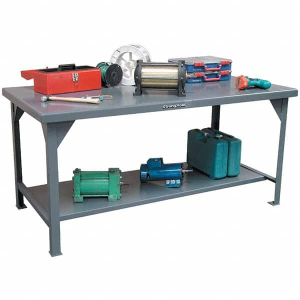 Strong Hold - Stationary Work Benches, Tables Type: Work Table Top Material: 7 Gauge Steel - Caliber Tooling